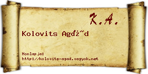 Kolovits Agád névjegykártya